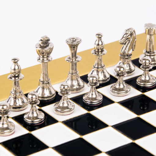 Šah Komplet - Metal Klasik Crno-Bela 28cm